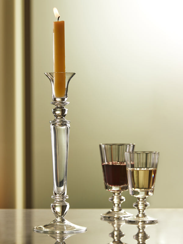 Theresienthal - Memphis Hand-Blown Crystal Candlestick (Set of 2) - Clear - ABASK