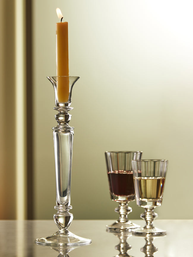 Theresienthal - Memphis Hand-Blown Crystal Candlestick (Set of 2) - Clear - ABASK