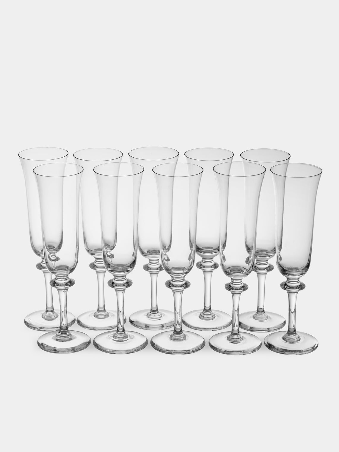 Antique and Vintage - 1947 Daum Saumur Champagne Flutes (Set of 10) - Clear - ABASK