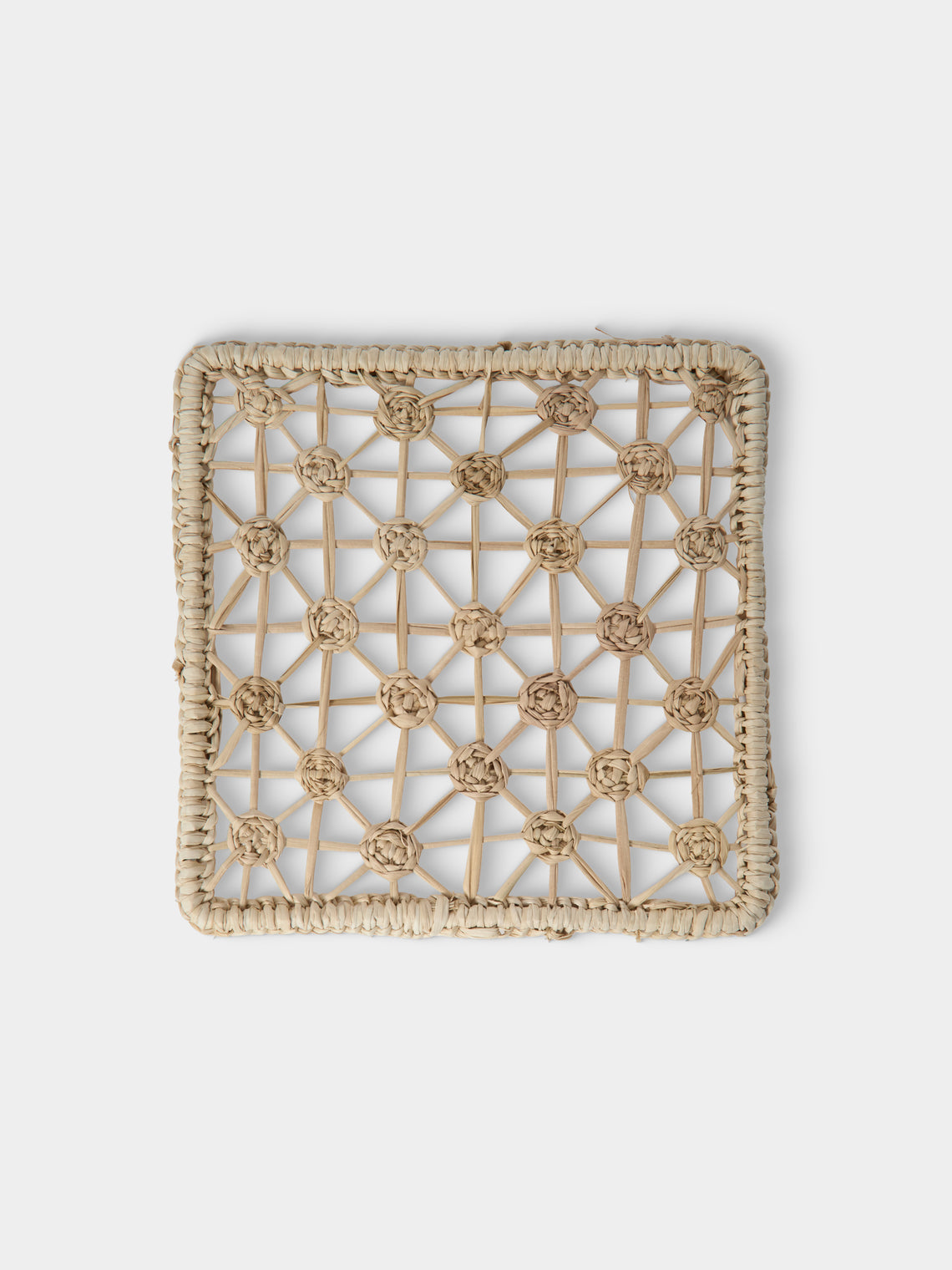 Artesanías del Atlántico - | Set of 6 | Handwoven Palm Mixed Coasters - Natural - ABASK