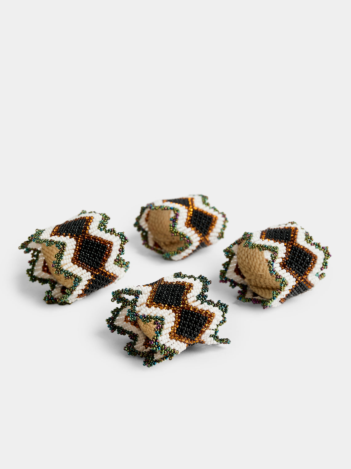 CasaLatina - Beaded Napkin Rings (Set of 4) - Green - ABASK