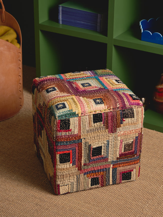 By Walid - 19th-Century Patchwork Silk Storage Stool - Multiple - ABASK