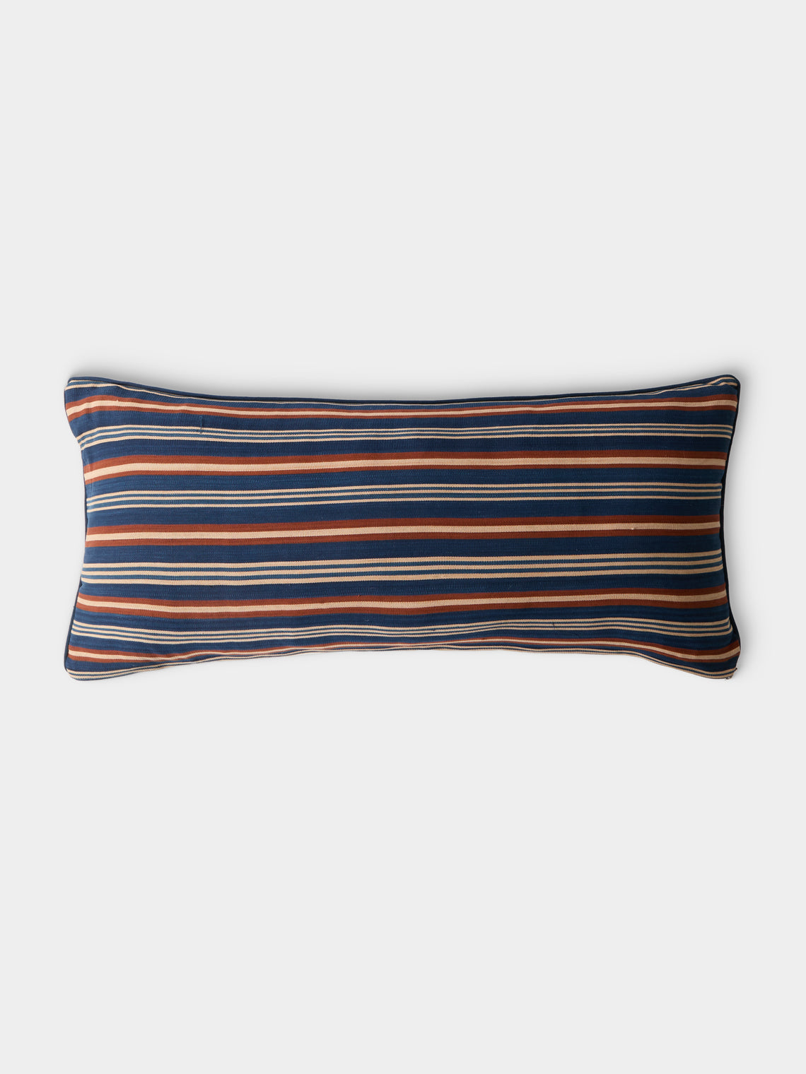 R Collective - Handwoven Indigo Striped Cotton Cushion (35.5in/90cm) - Blue - ABASK - 
