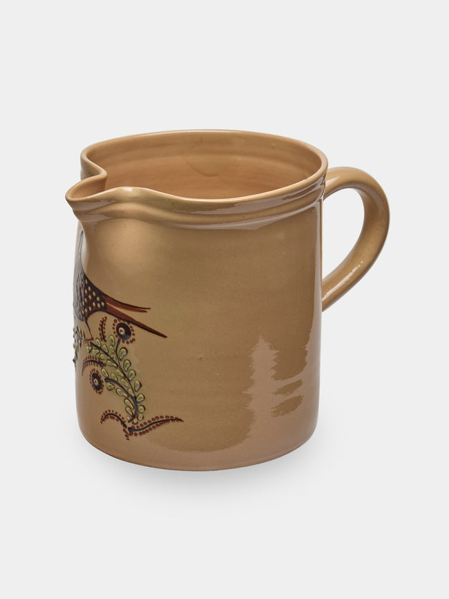 Poterie d’Évires - Birds Hand-Painted Ceramic Straight-Edge Jug (70.5oz/2L) - Cream - ABASK - 
