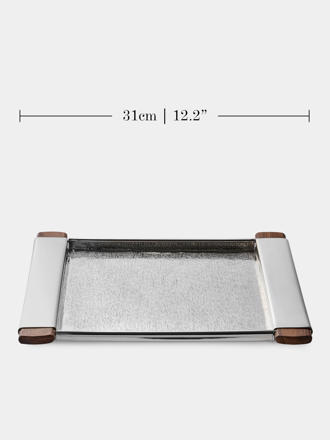 San Lorenzo - 1988 Afra and Tobia Scarpa Engraved Sterling Silver and Wood Tray (12in/31cm) - Silver - ABASK