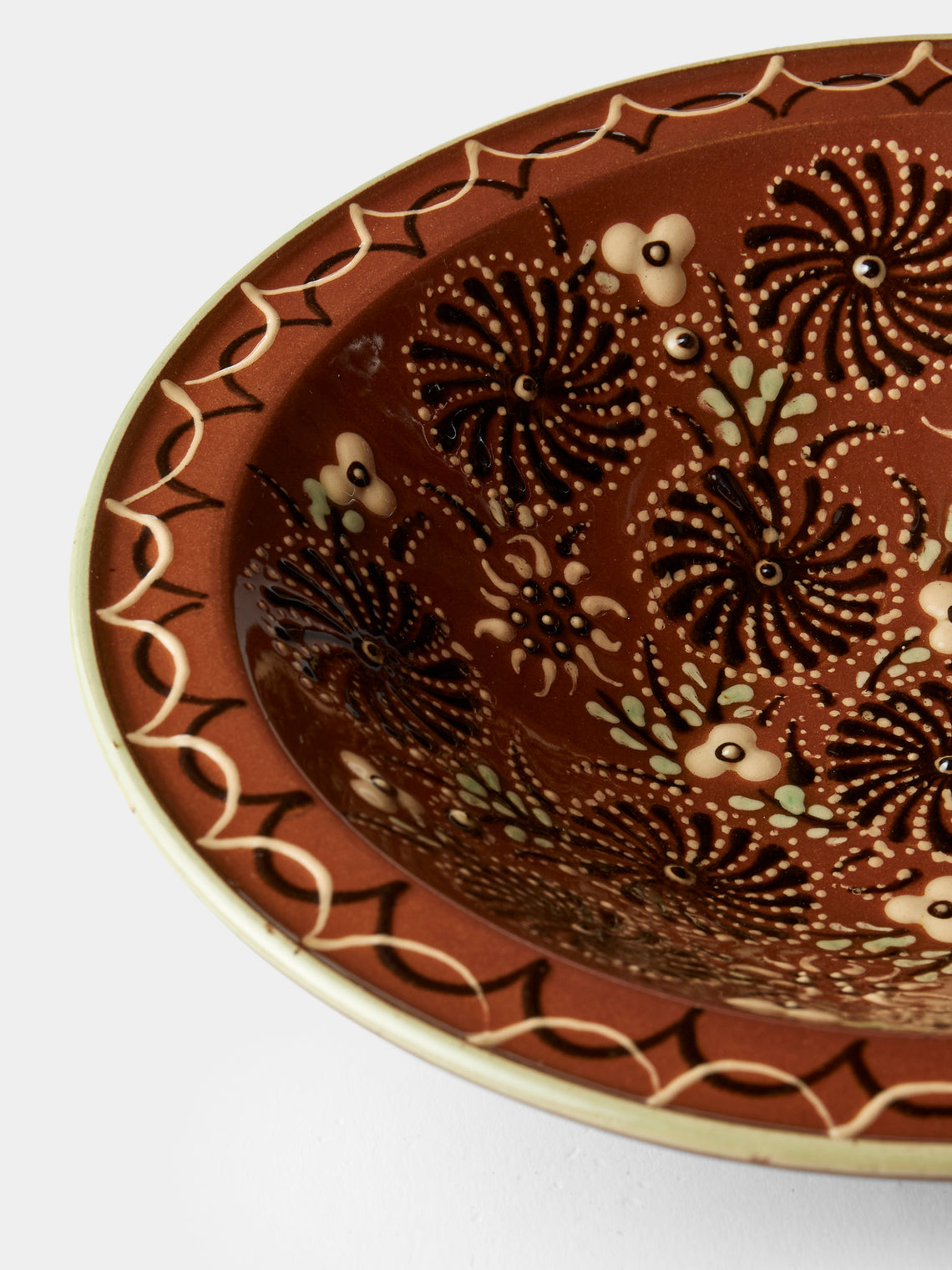 Poterie d’Évires - Flowers Hand-Painted Ceramic Serving Bowl - Light brown - ABASK