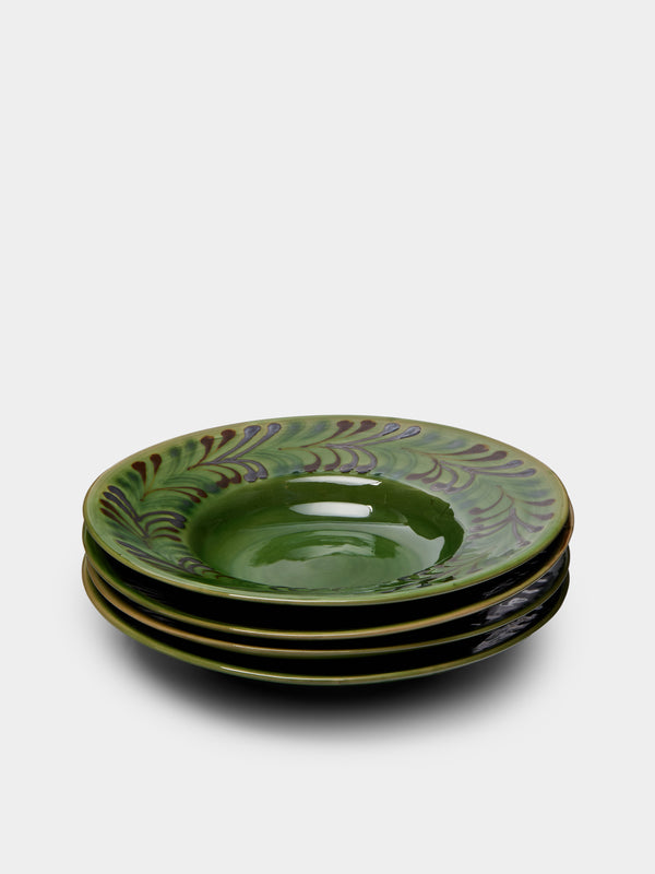 Poterie de Cliousclat - Hand-Painted Slipware Pasta Bowls (Set of 4) -  - ABASK