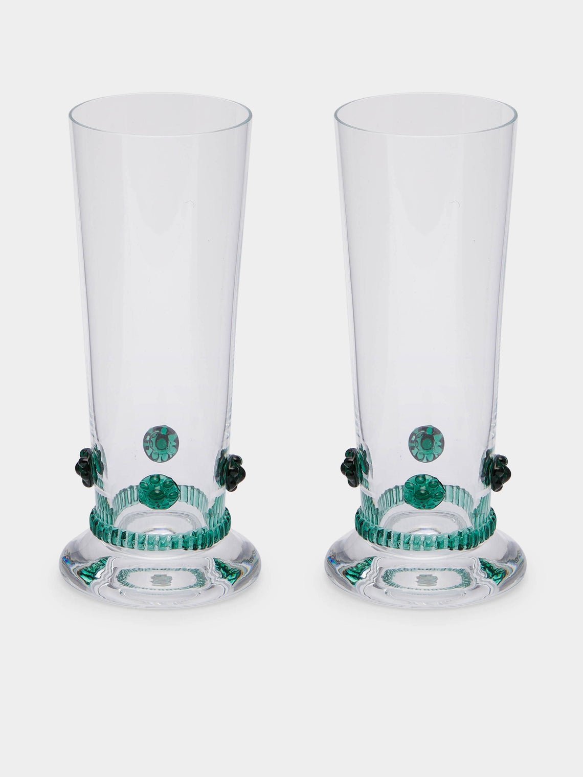 Theresienthal - Bacchus Hand-Blown Crystal Champagne Flute (Set of 2) - Green - ABASK 