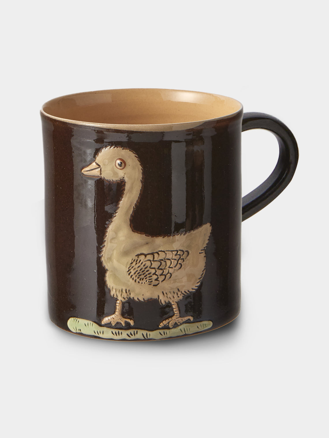 Poterie d’Évires - Animals Hand-Painted Ceramic Mugs (Set of 4) - Dark Brown - ABASK