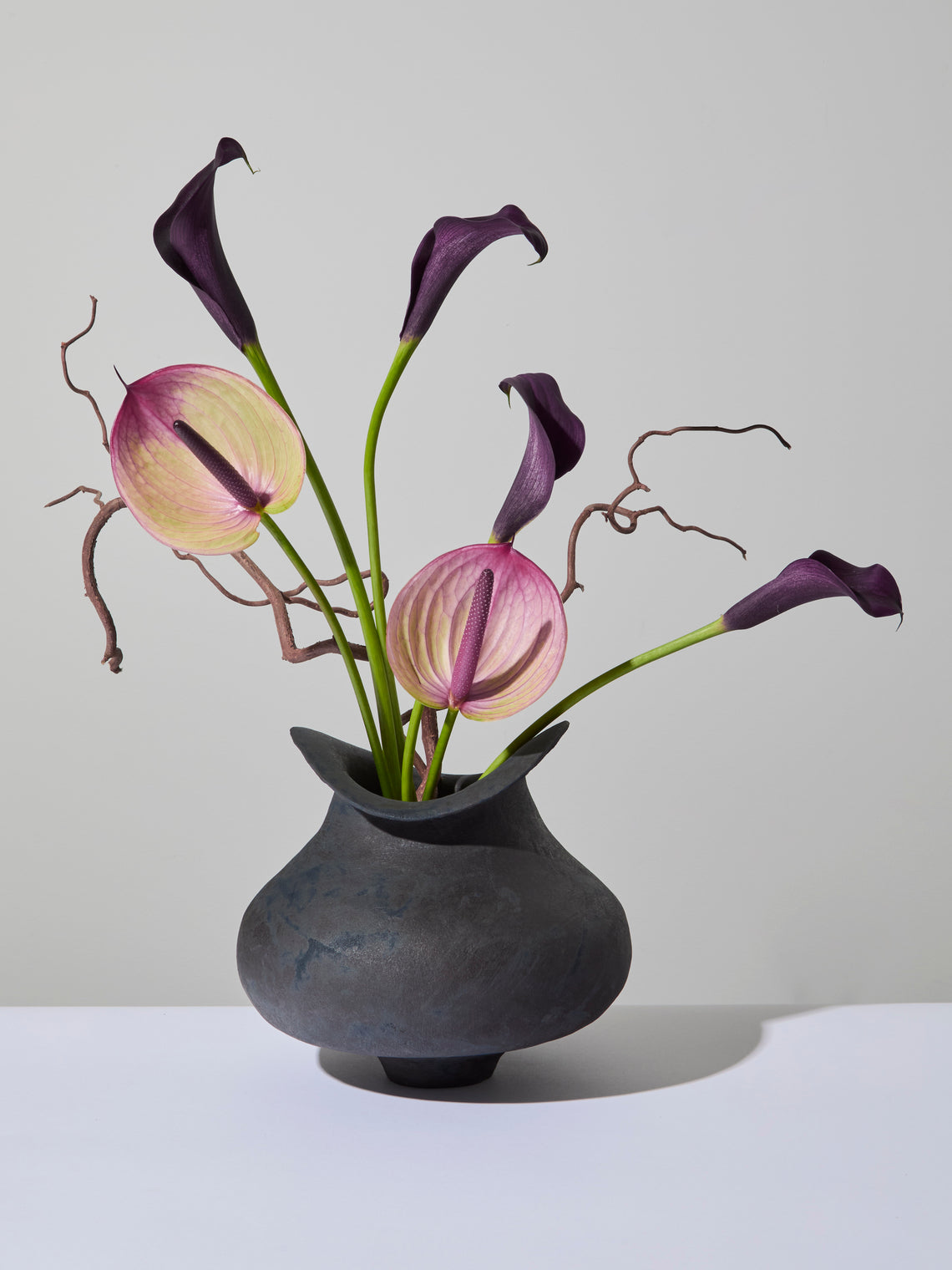 By Raffaella - Attilia Hand-Coiled Stoneware Vase (7.5in/19cm) - Gray - ABASK