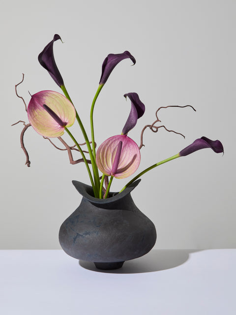 By Raffaella - Attilia Hand-Coiled Stoneware Vase (7.5in/19cm) - Gray - ABASK