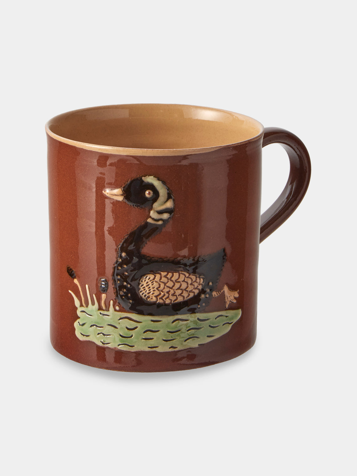 Poterie d’Évires - Animals Hand-Painted Ceramic Mugs (Set of 4) - Light Brown - ABASK