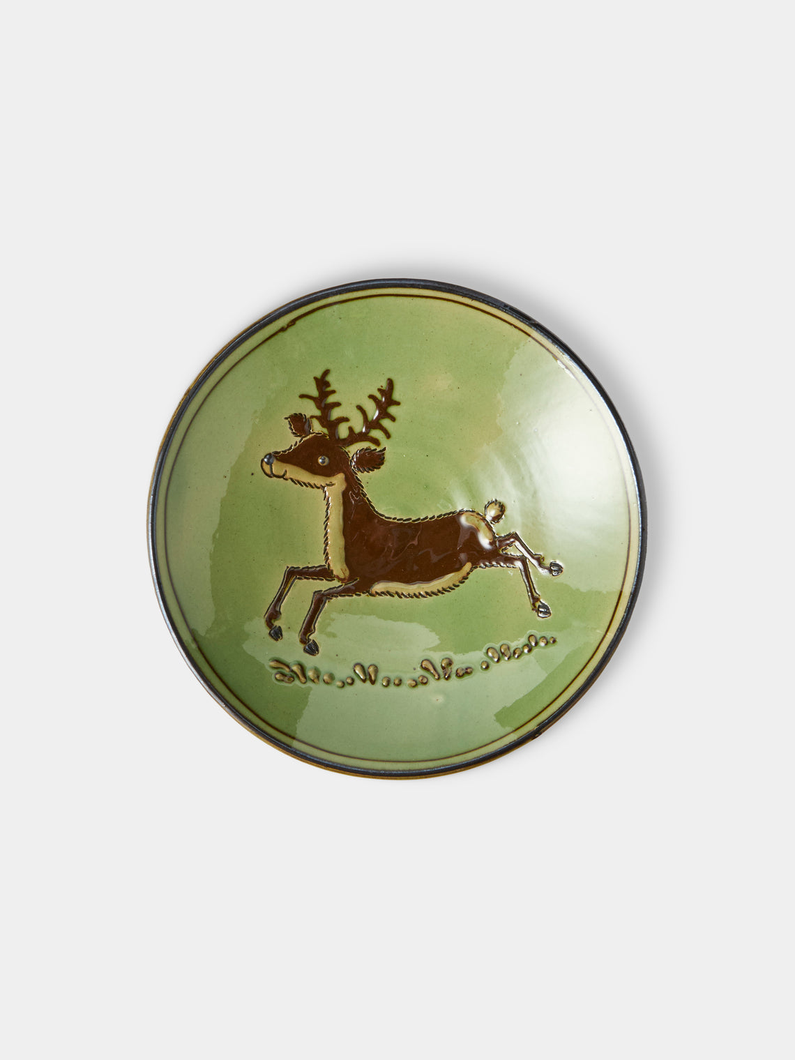 Poterie d’Évires - Animals Hand-Painted Ceramic Plates – 5.5in/14cm (Set of 4) - Green - ABASK
