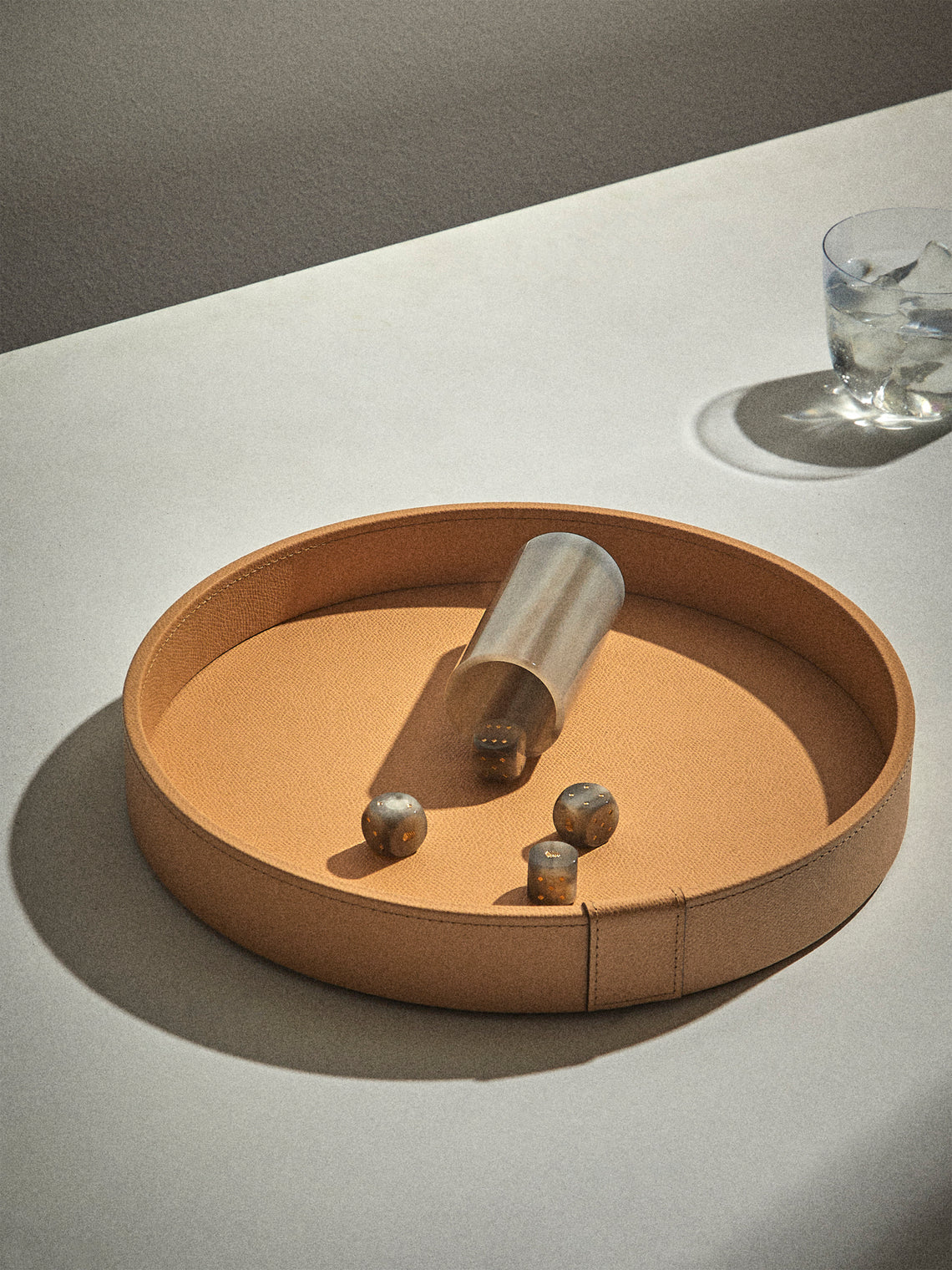 Pinetti - Leather Dice Set - Beige - ABASK