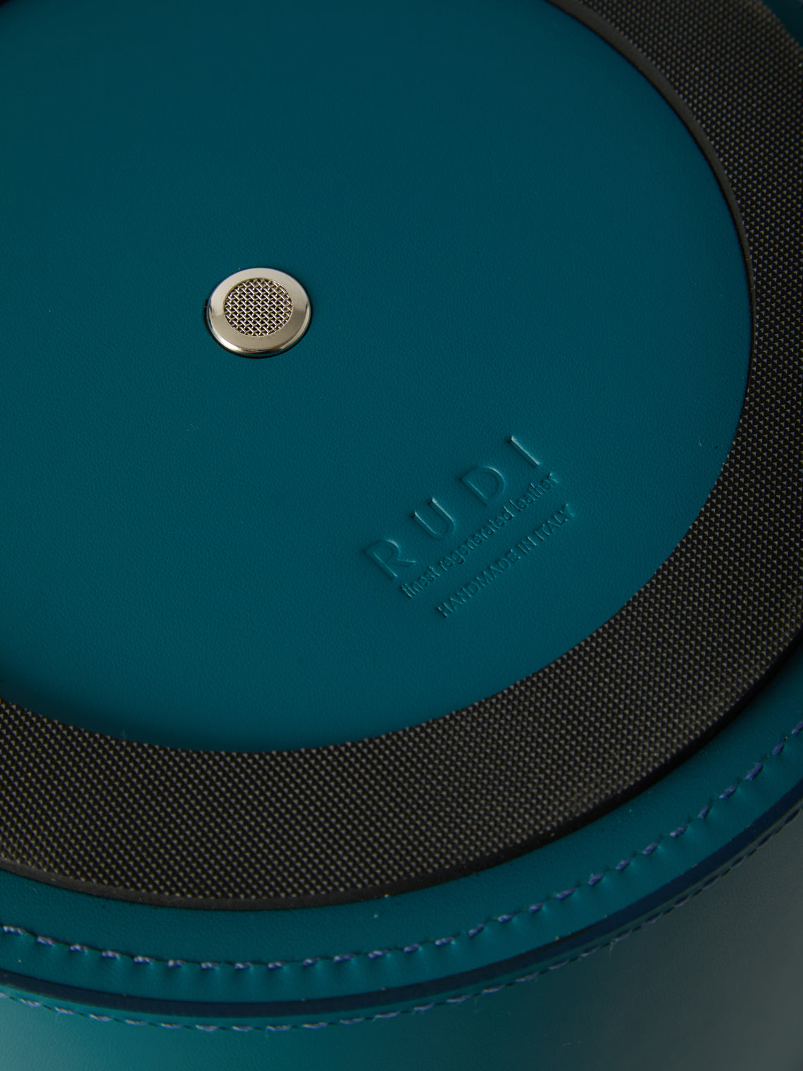 RUDI - Perry Leather Lidded Wastepaper Bin - Blue - ABASK