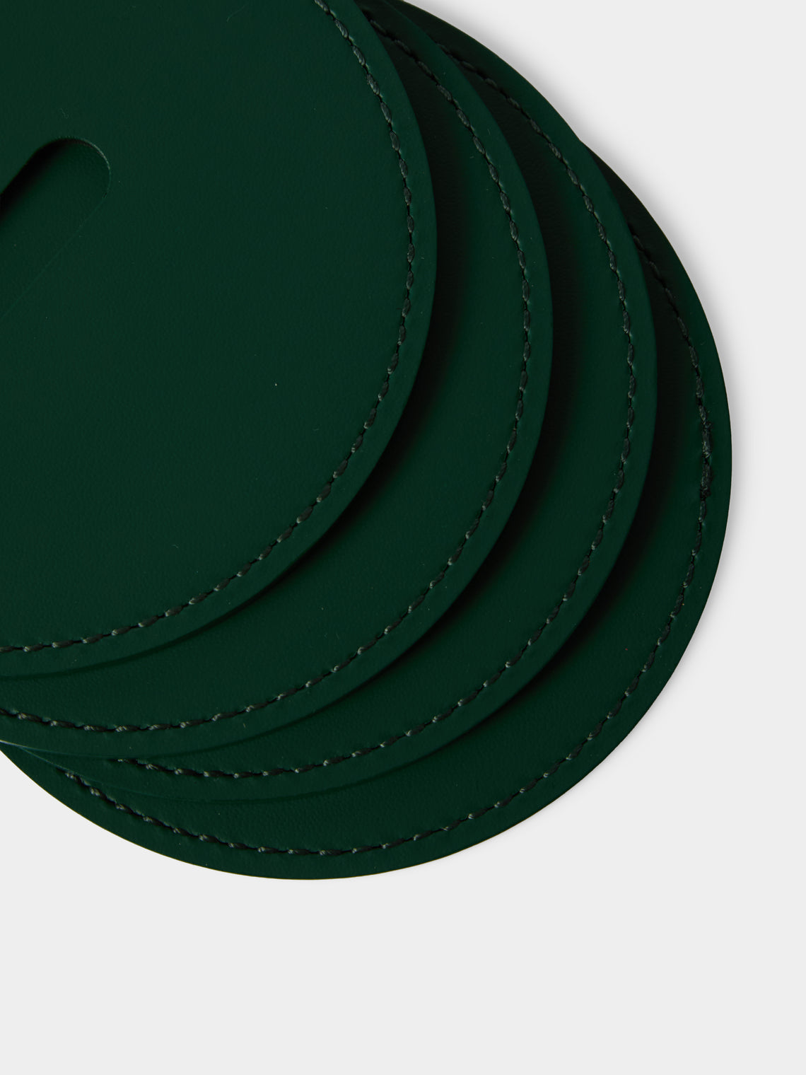 RUDI - | Set of 12 | Nautilus Leather Coasters with Holder - Green - ABASK