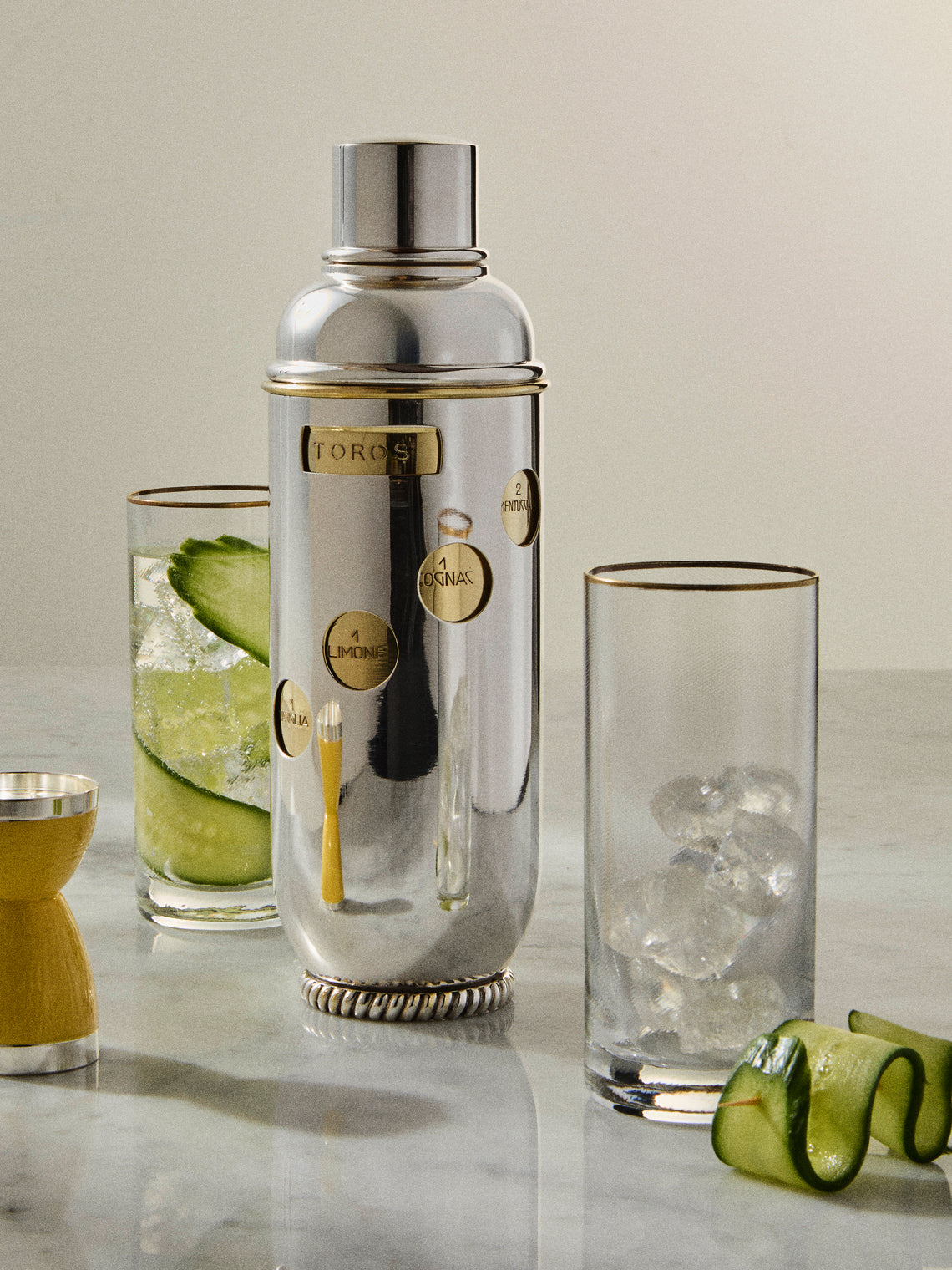 Antique and Vintage - 1939 Silver-Plated Recipe Cocktail Shaker - Silver - ABASK