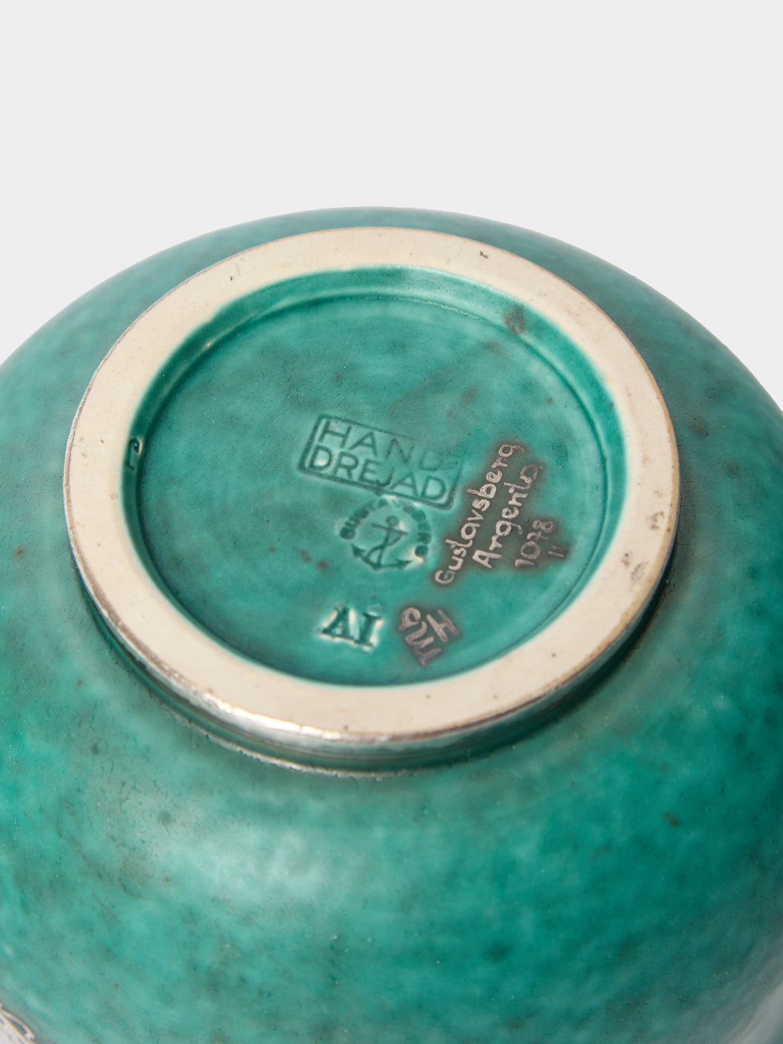 Antique and Vintage - 1945-1949 Mari Simmulson and Wilhelm Kåge Argenta Mermaid Stoneware Vase (6in/15.5cm) - Blue - ABASK