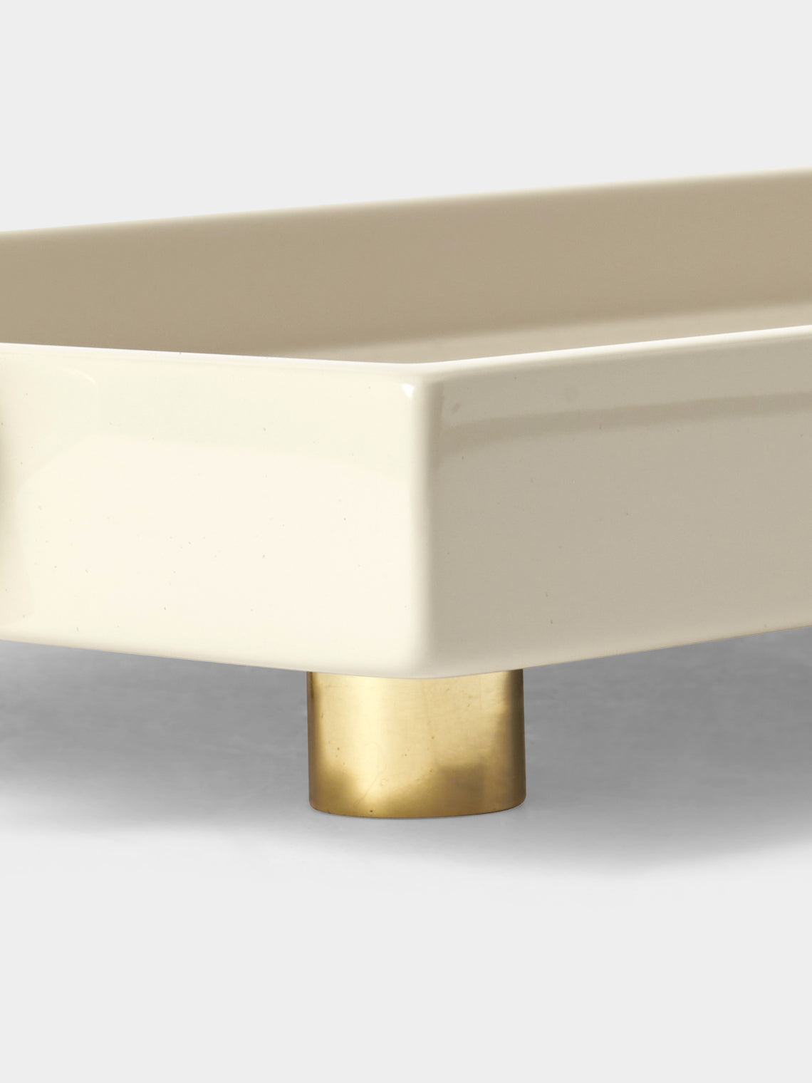 Viya - Saffron Lacquered Wood Vanity Tray (16.5in/42cm) - Ivory - ABASK