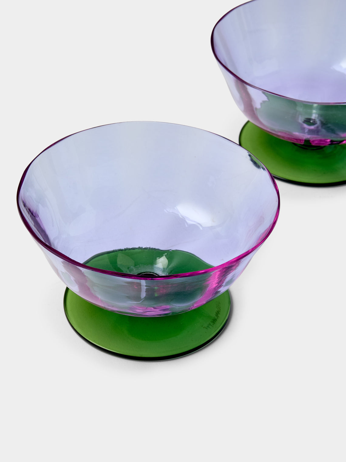 NasonMoretti - | Set of 2 | 1982 Archive Revival Hand-Blown Murano Glass Dessert Coupes - Purple - ABASK