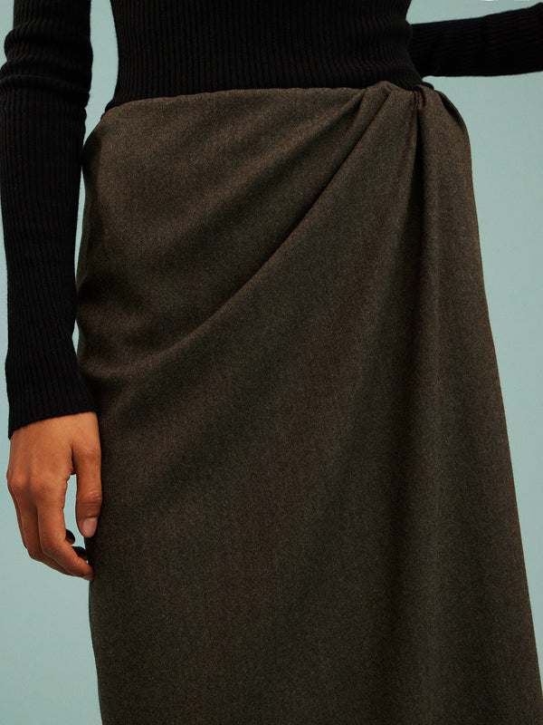 Dusan - Wool Long Sarong Skirt | Size: S - Dark Green - ABASK
