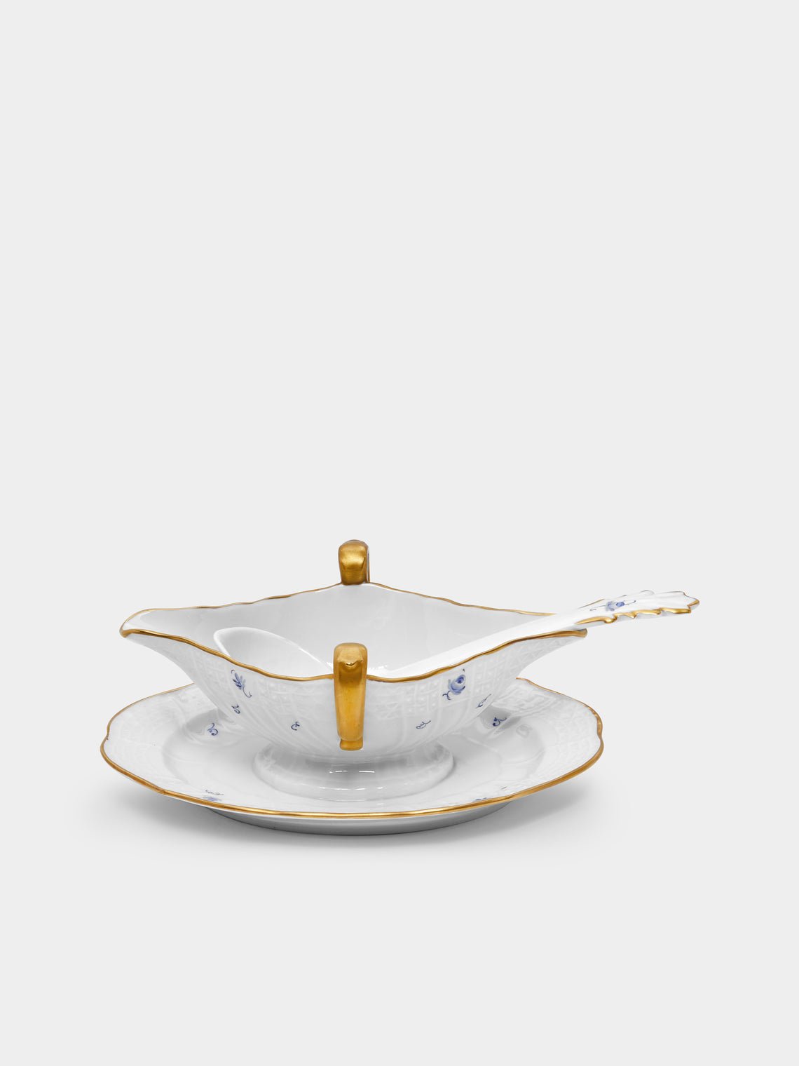 Antique and Vintage - 1960s Lorenz Hutschenreuther Hand-Painted Porcelain Sauce Boat with Spoon -  - ABASK - 