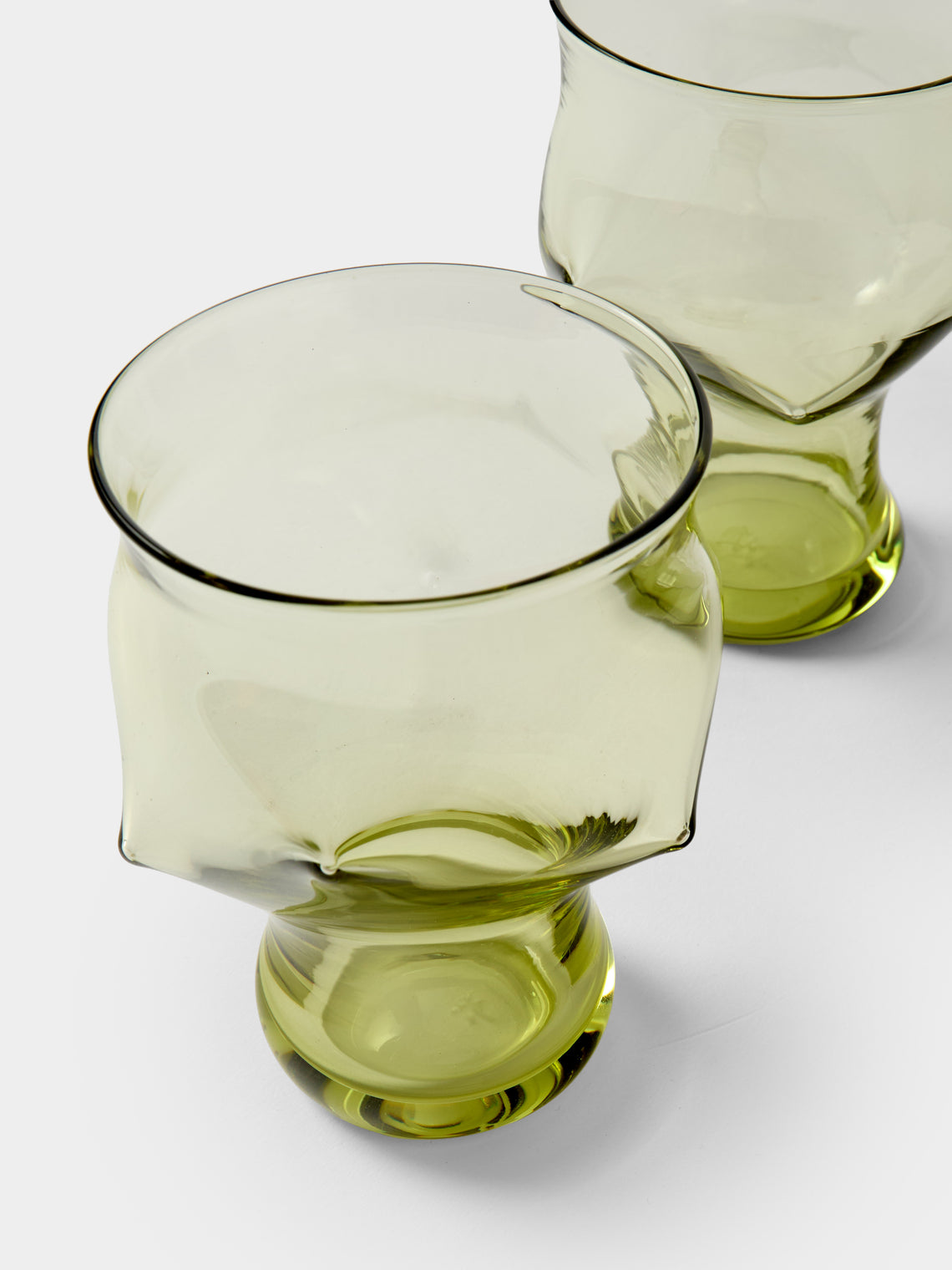 Nijima Glassworks - Hand-Blown Volcanic Glass Tumblers (Set of 2) - Green - ABASK