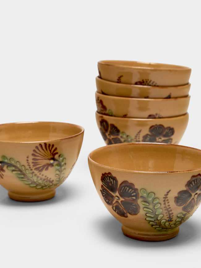Poterie d’Évires - Flowers Hand-Painted Ceramic Petite Bowls (Set of 6) - Cream - ABASK