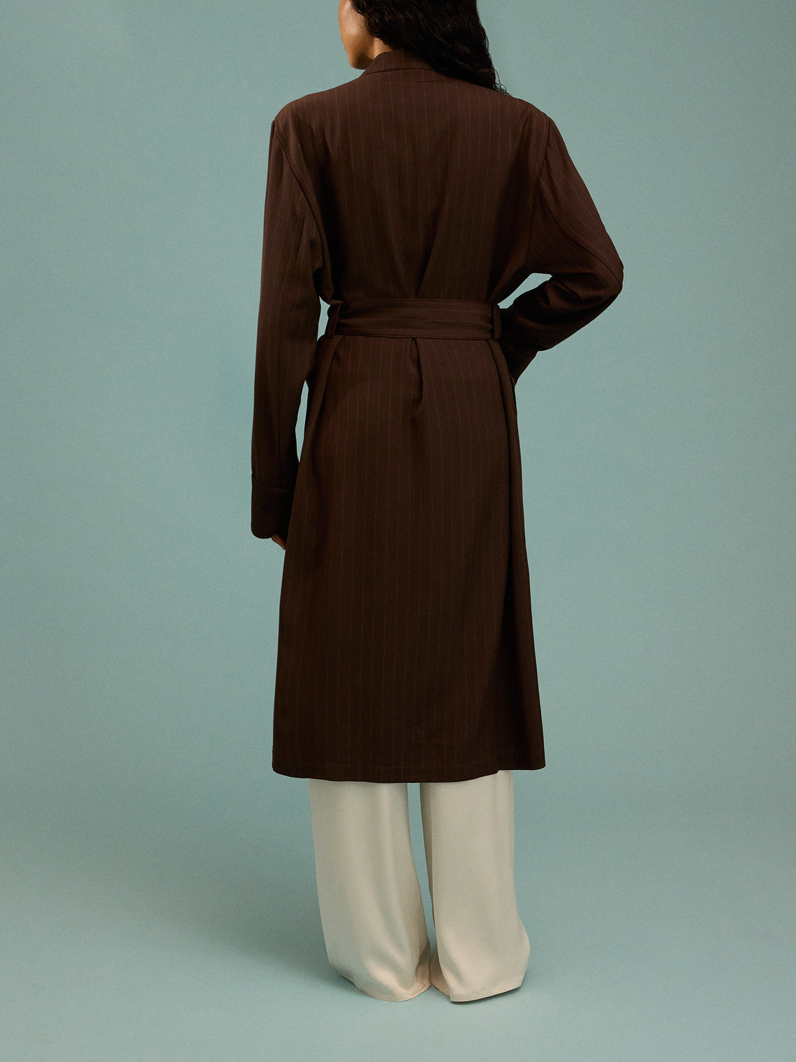 Dorso - The Gessato Wool Robe | Size: S - Brown - ABASK