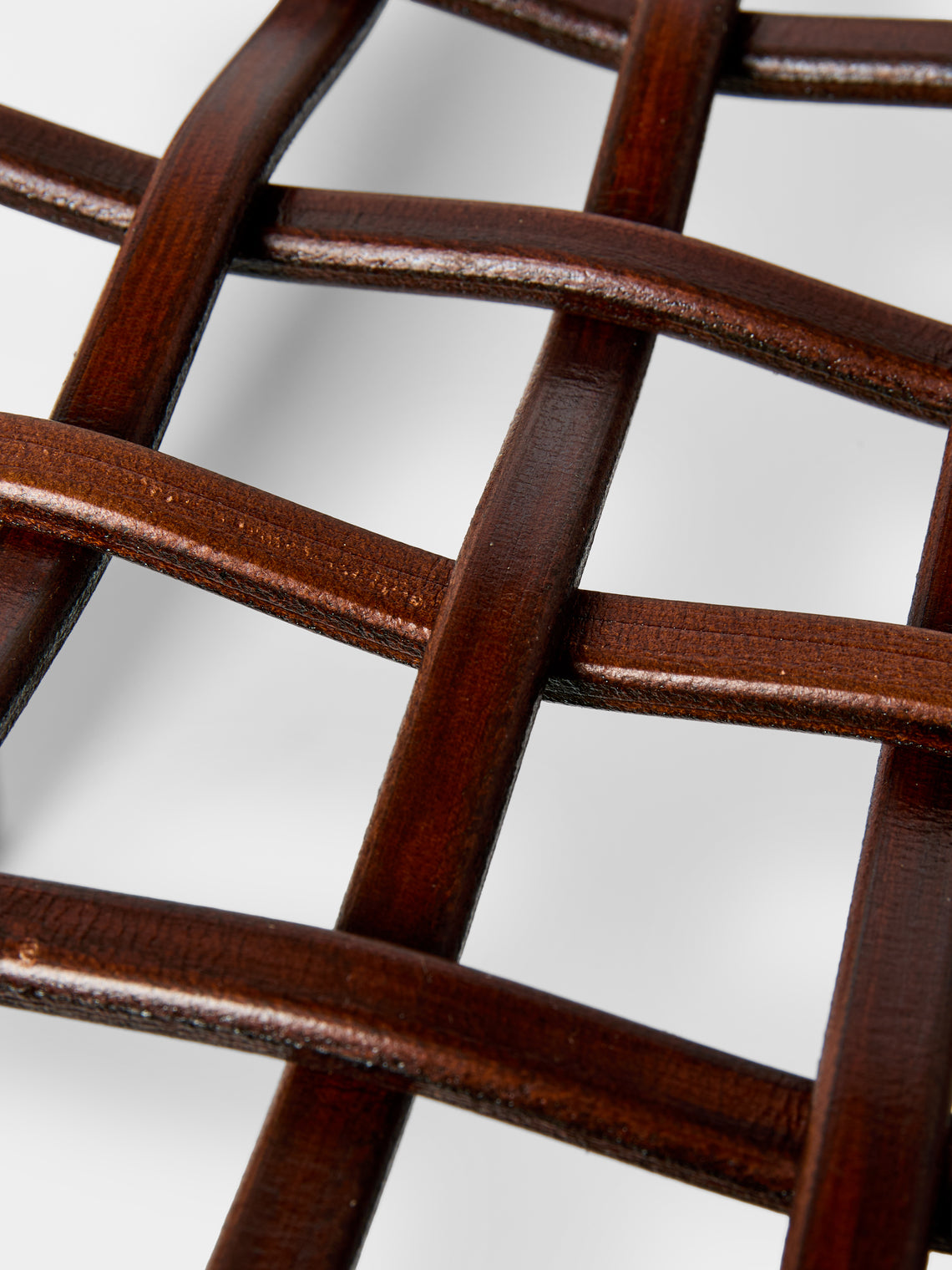 Giobagnara - Structura Leather Crisscross Stool - Brown - ABASK