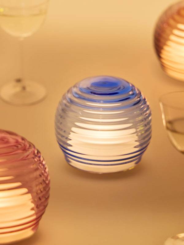 Green Wolf Lighting - Blu Curve Hand-Blown Murano Glass Portable Table Light - Blue - ABASK