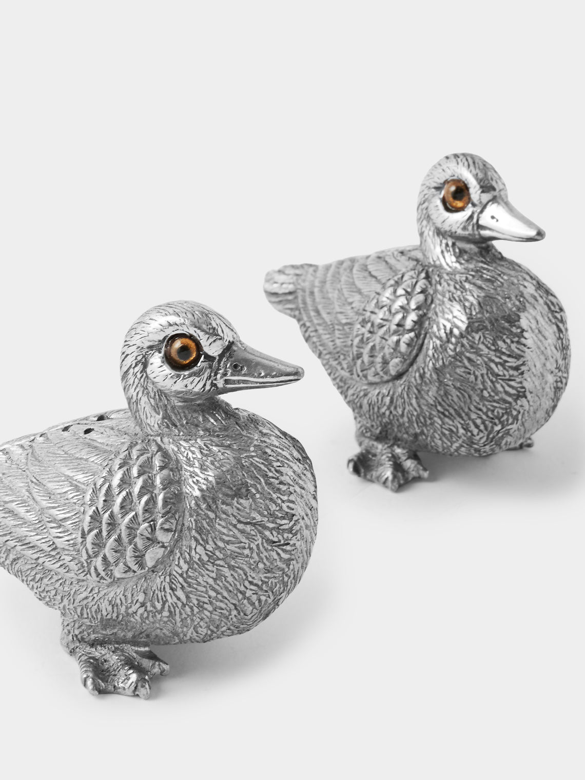 Au Bain Marie - | Set of 2 | Duck Pewter Salt and Pepper Shakers - Silver - ABASK