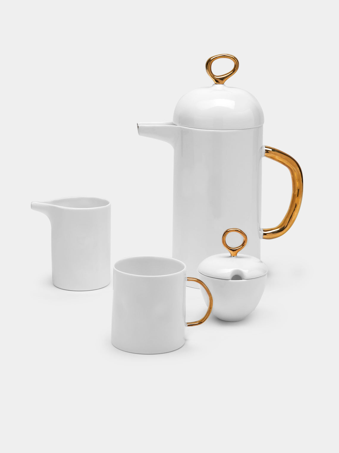 Feldspar - Hand-Painted 24ct Gold and Bone China Collection - White - ABASK - 