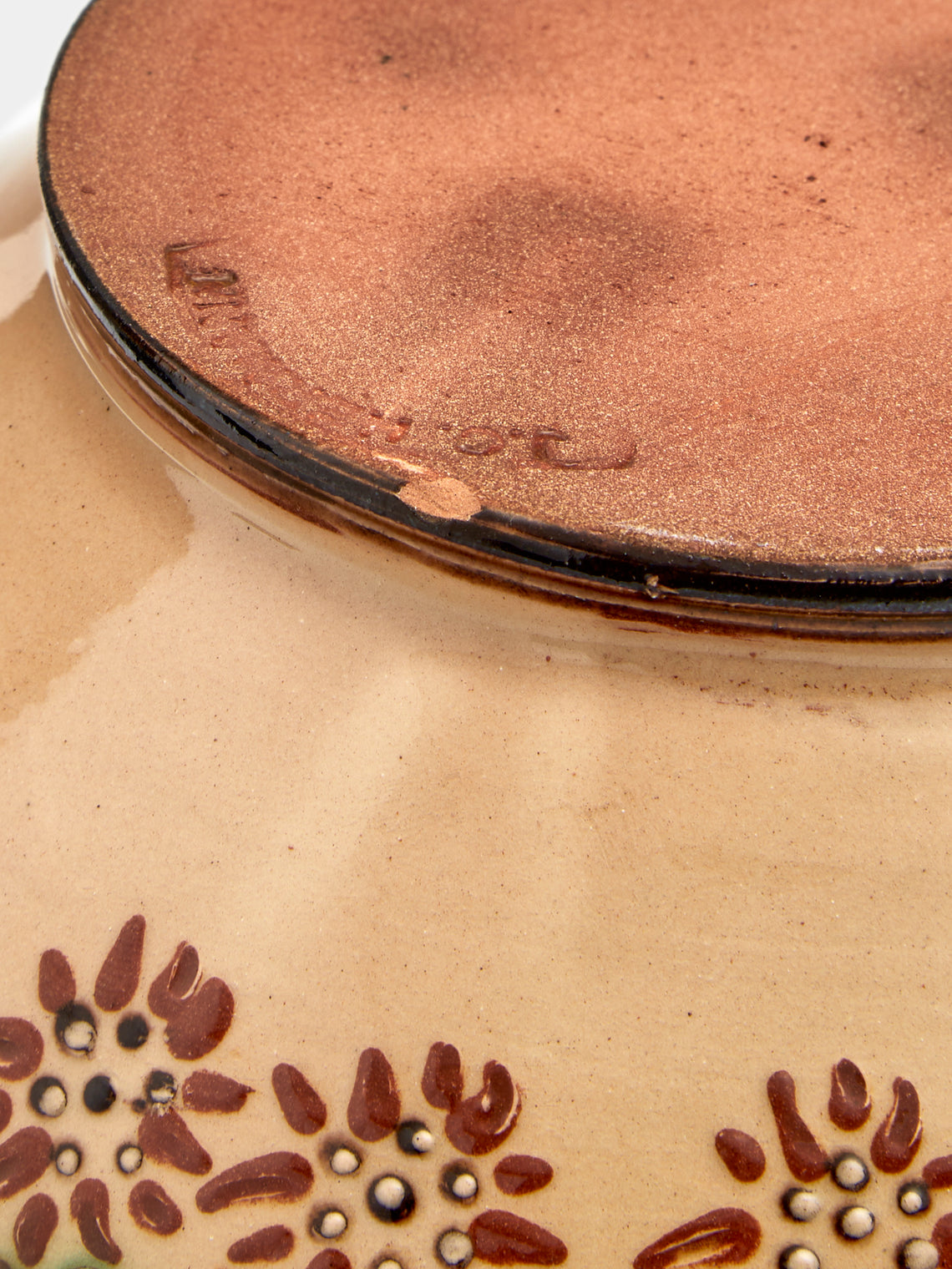 Poterie d’Évires - Flowers Hand-Painted Ceramic Large Serving Bowl - Cream - ABASK