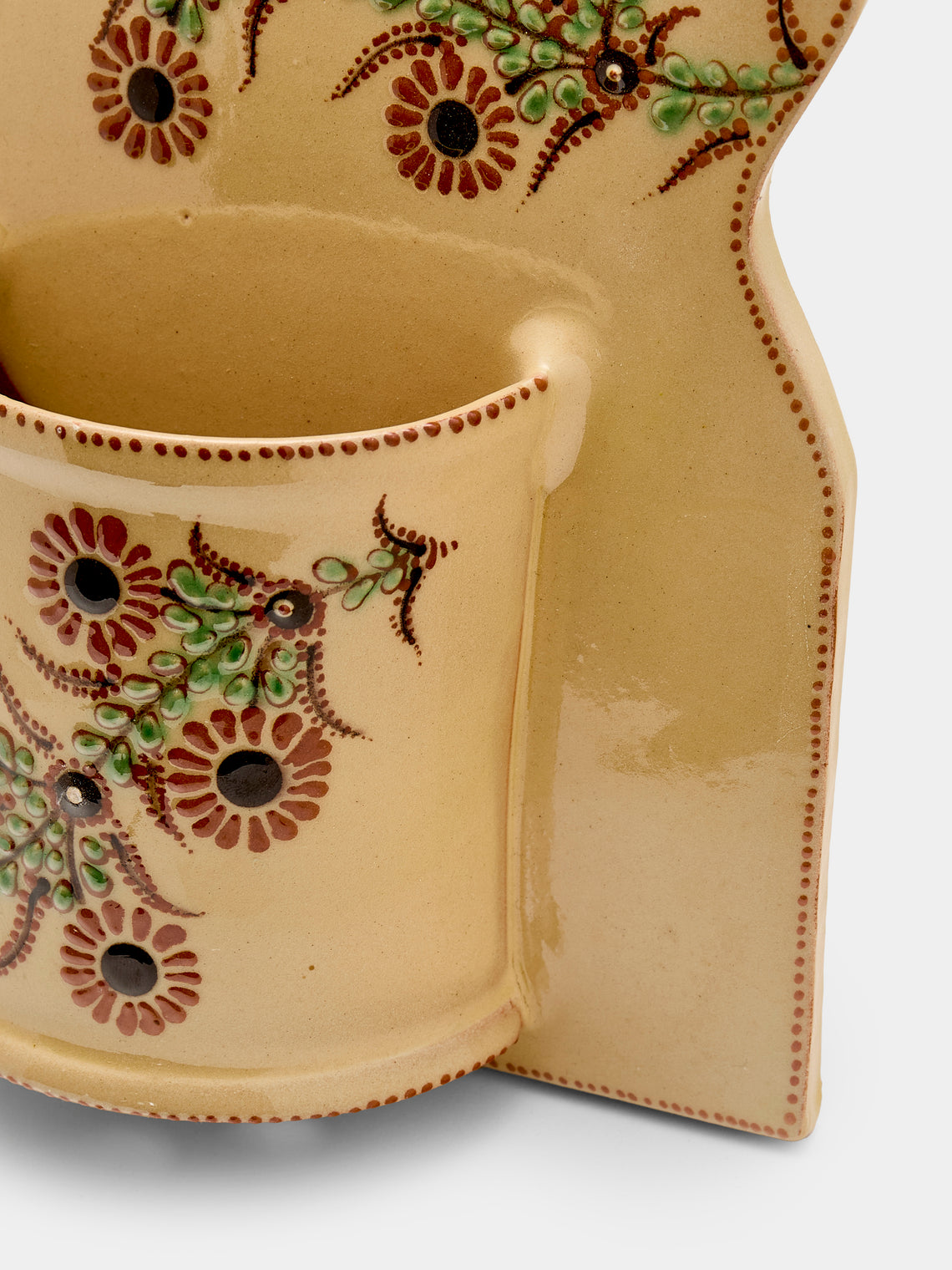 Poterie d’Évires - Flowers Hand-Painted Ceramic Single Utensil Holder - Cream - ABASK