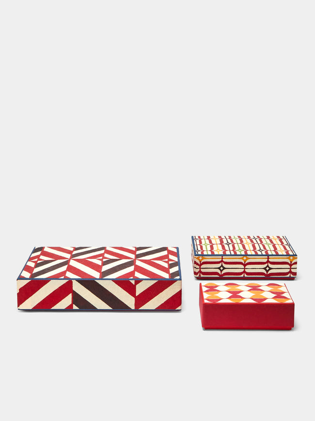 Keijusha - Washi Treasure Boxes (Set of 3) - Red - ABASK - 