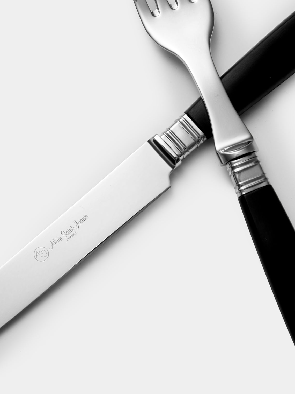 Alain Saint-Joanis - | Set of 4 Pieces | Empire Resin Dinner Cutlery - Black - ABASK