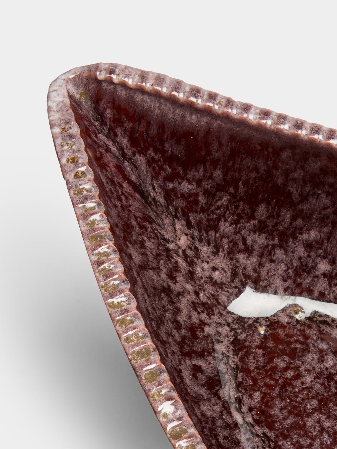 Antique and Vintage - Mid-Century Accolay Leaf Ceramic Bowl - Brown - ABASK