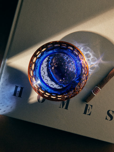 Antique and Vintage - Mid-Century Glass Ashtray - Blue - ABASK