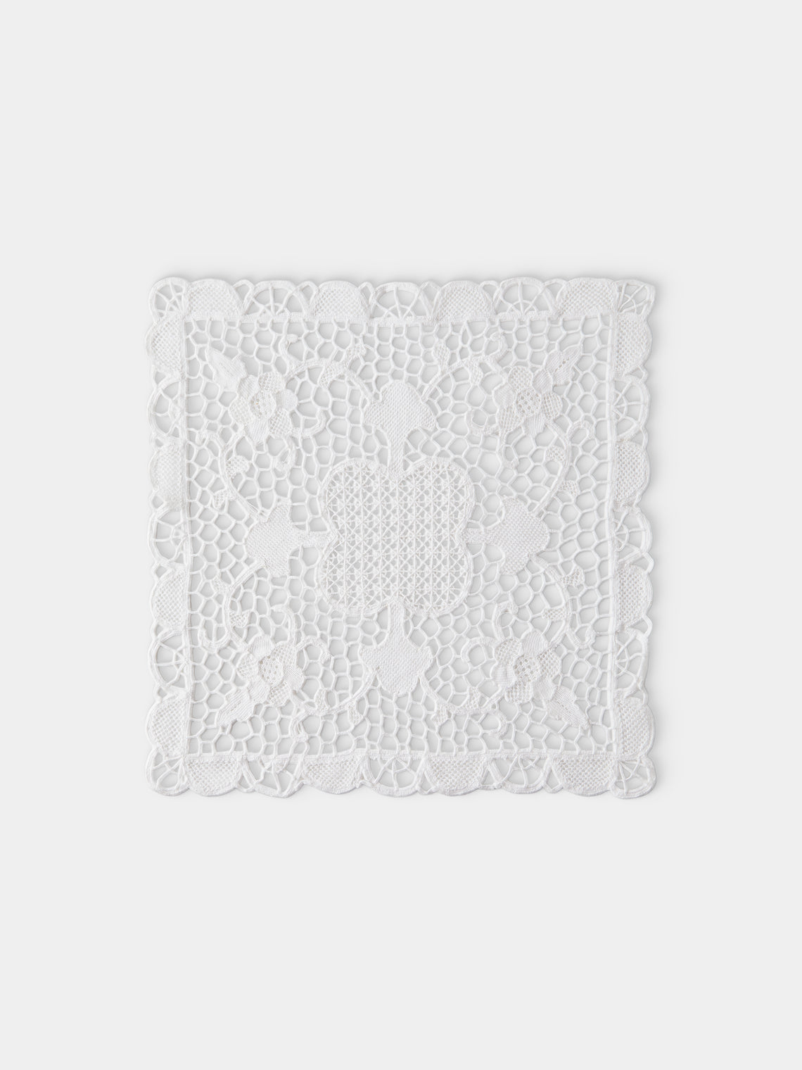 Rolane du Dreuih Creations - Lacework Linen Square Placemats (Set of 4) - Ivory - ABASK - 
