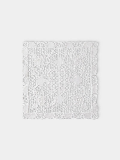 Rolane du Dreuih Creations - Lacework Linen Square Placemats (Set of 4) - Ivory - ABASK - 