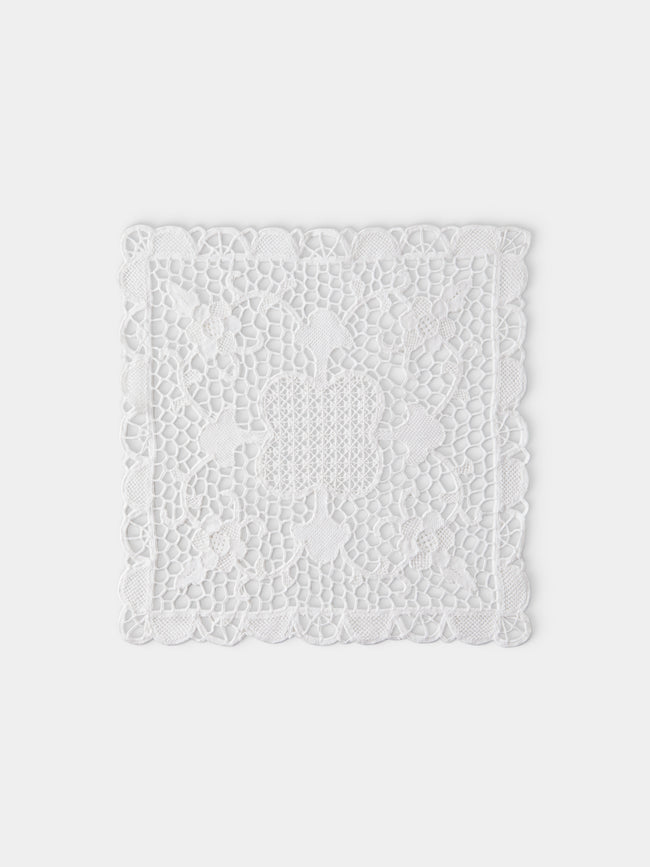 Rolane du Dreuih Creations - Lacework Linen Square Placemats (Set of 4) - Ivory - ABASK - 