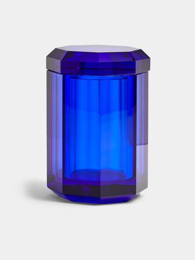 Decor Walther - Cut Crystal Lidded Jar - Blue - ABASK - 