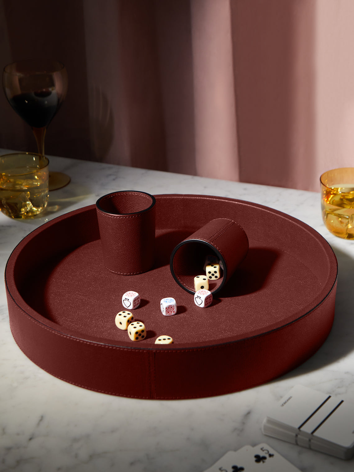Giobagnara - Arena Leather Dice Set - Burgundy - ABASK