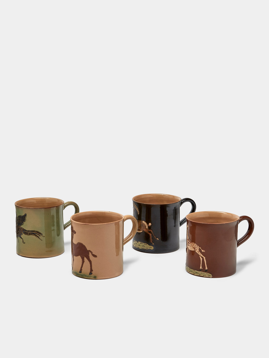 Animals Hand-Painted Ceramic Mugs (Set of 4)