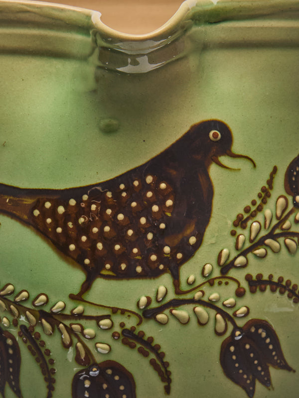 Poterie d’Évires - Birds Hand-Painted Ceramic Jug (70.5oz/2L) - Green - ABASK