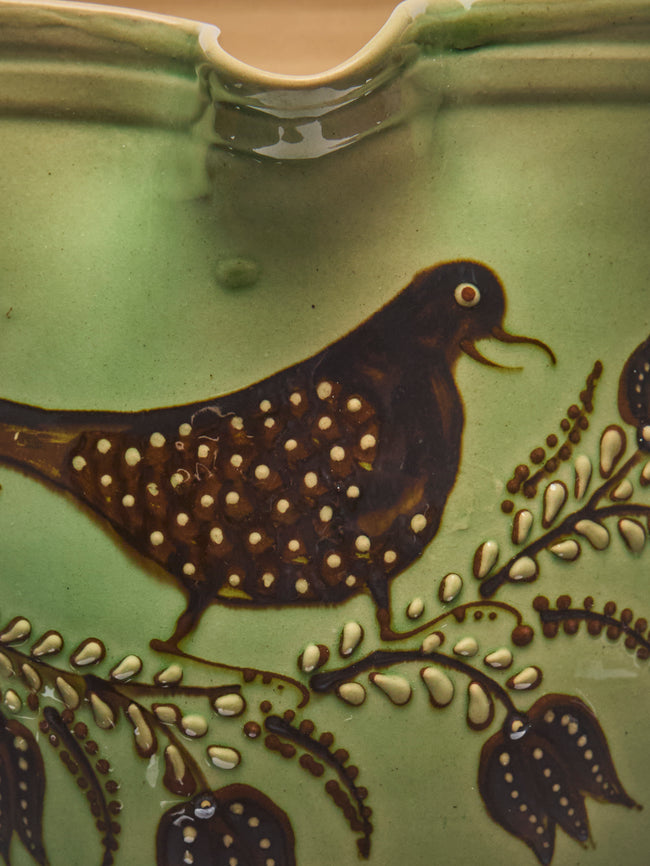 Poterie d’Évires - Birds Hand-Painted Ceramic Jug (70.5oz/2L) - Green - ABASK