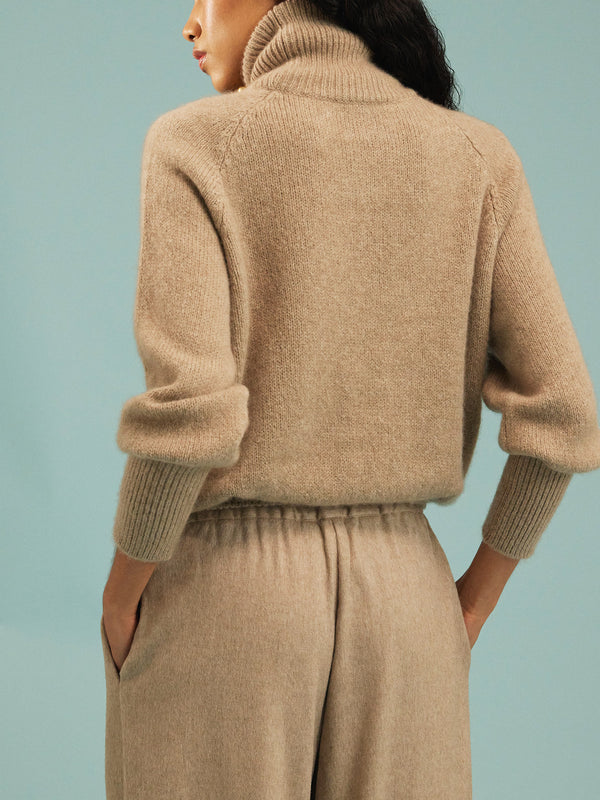 Dusan - Cashmere Turtleneck Sweater | One Size - Beige - ABASK