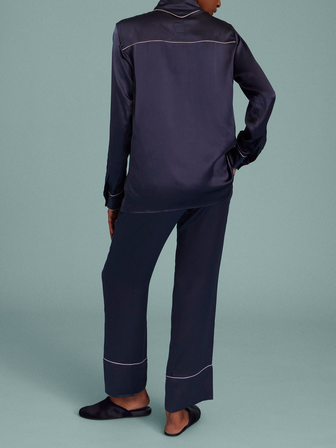 Dorso - Bandana Silk Pajama Set - Navy - ABASK