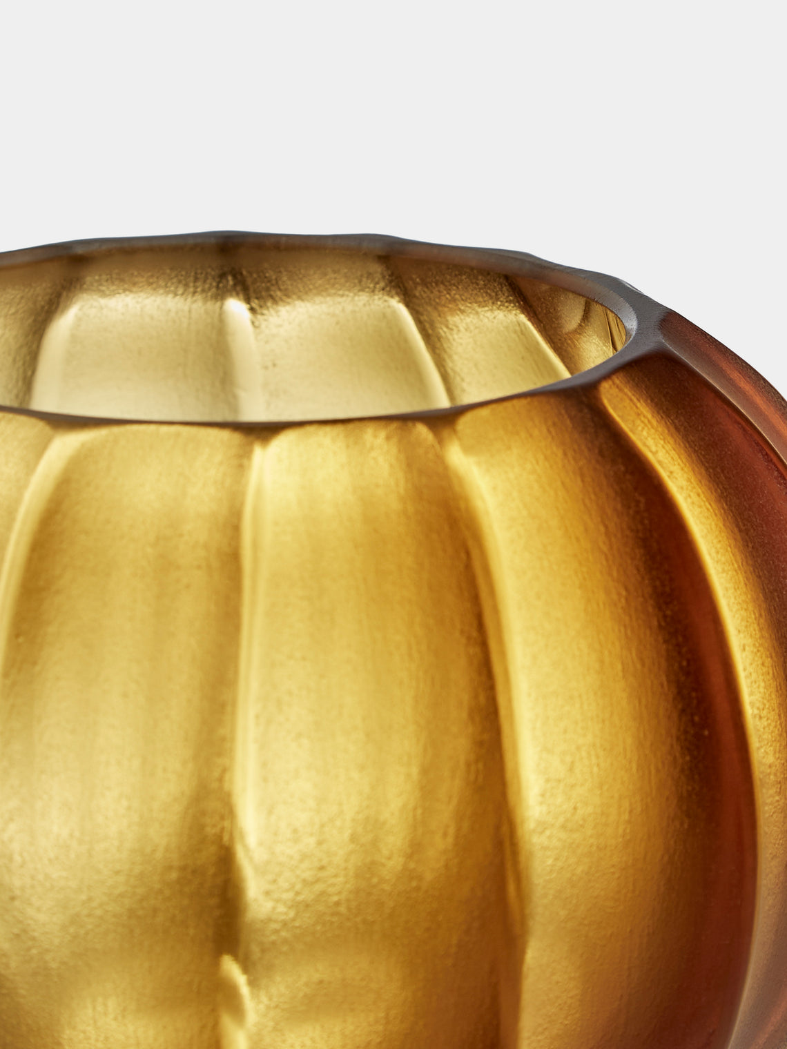 Micheluzzi Glass - Bocia Miele Coste Hand-Blown Murano Glass Vase (4.5in/11cm) - Yellow - ABASK
